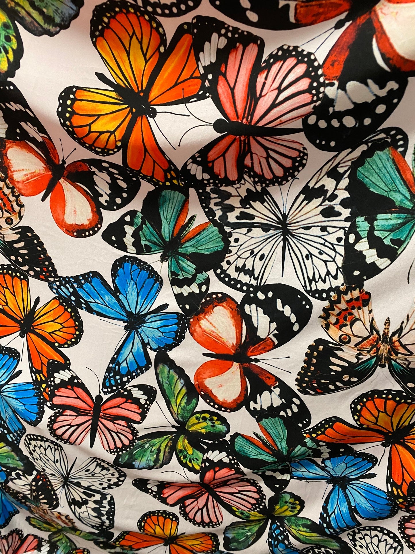 New Butterfly design multicolor print on poly cotton spandex 4-way stretch 58/60” Sold by the YD. Ships worldwide from Los Angeles cali