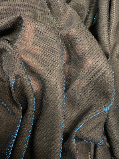 New Metallic mesh Black/Teal, Black/Silver and black/multi see through fabric 2-way stretch 58/60” Sold by the YD. Ships from LA