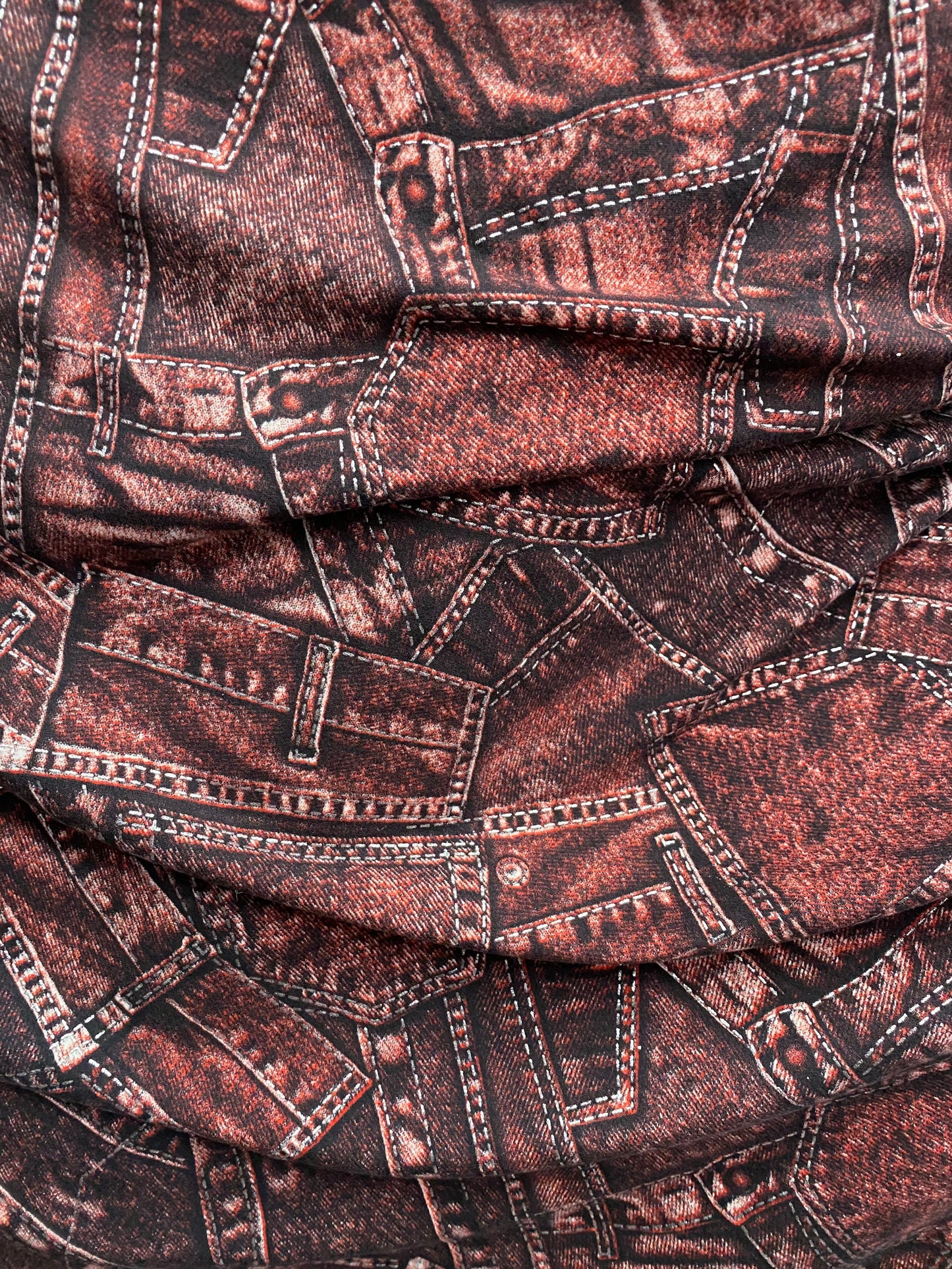 New jeans design print on nylon spandex 4way stretch medium weight 58/60” Sold by the YD. Ships worldwide feom Los Angeles California USA.