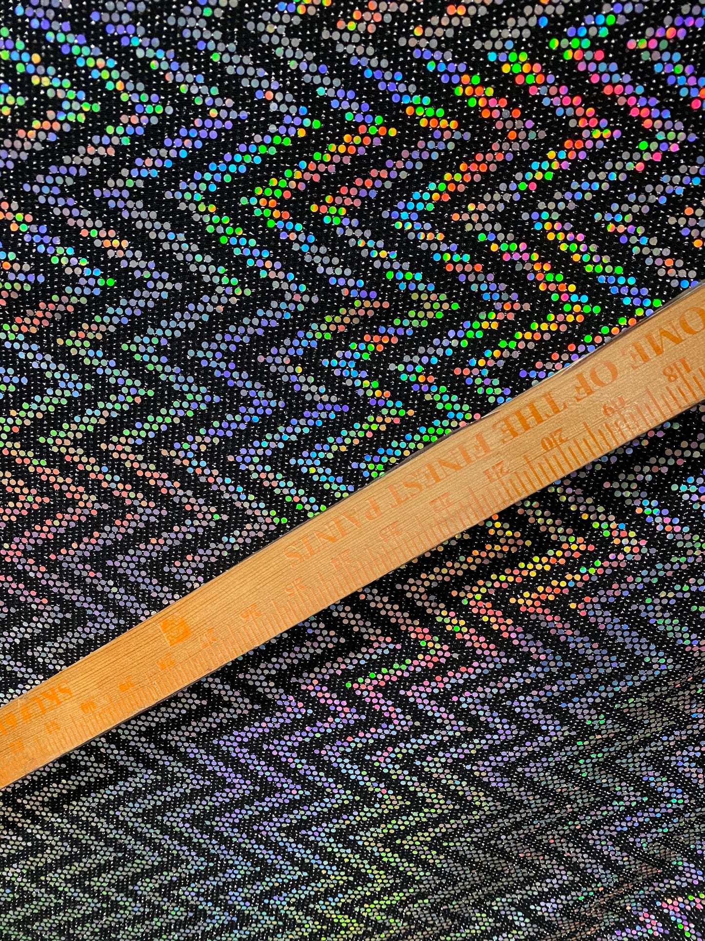 New zig zag design Metallic nylon spandex with hologram sequins 2-way stretch 58/60” Sold by the YD. Ships Worldwide from Los Angeles Cali