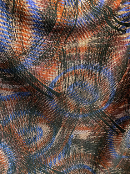 New abstract design print on poly spandex 2-way stretch medium weight 58/60” Sold by the YD. Ships Worldwide from Los Angeles California USA