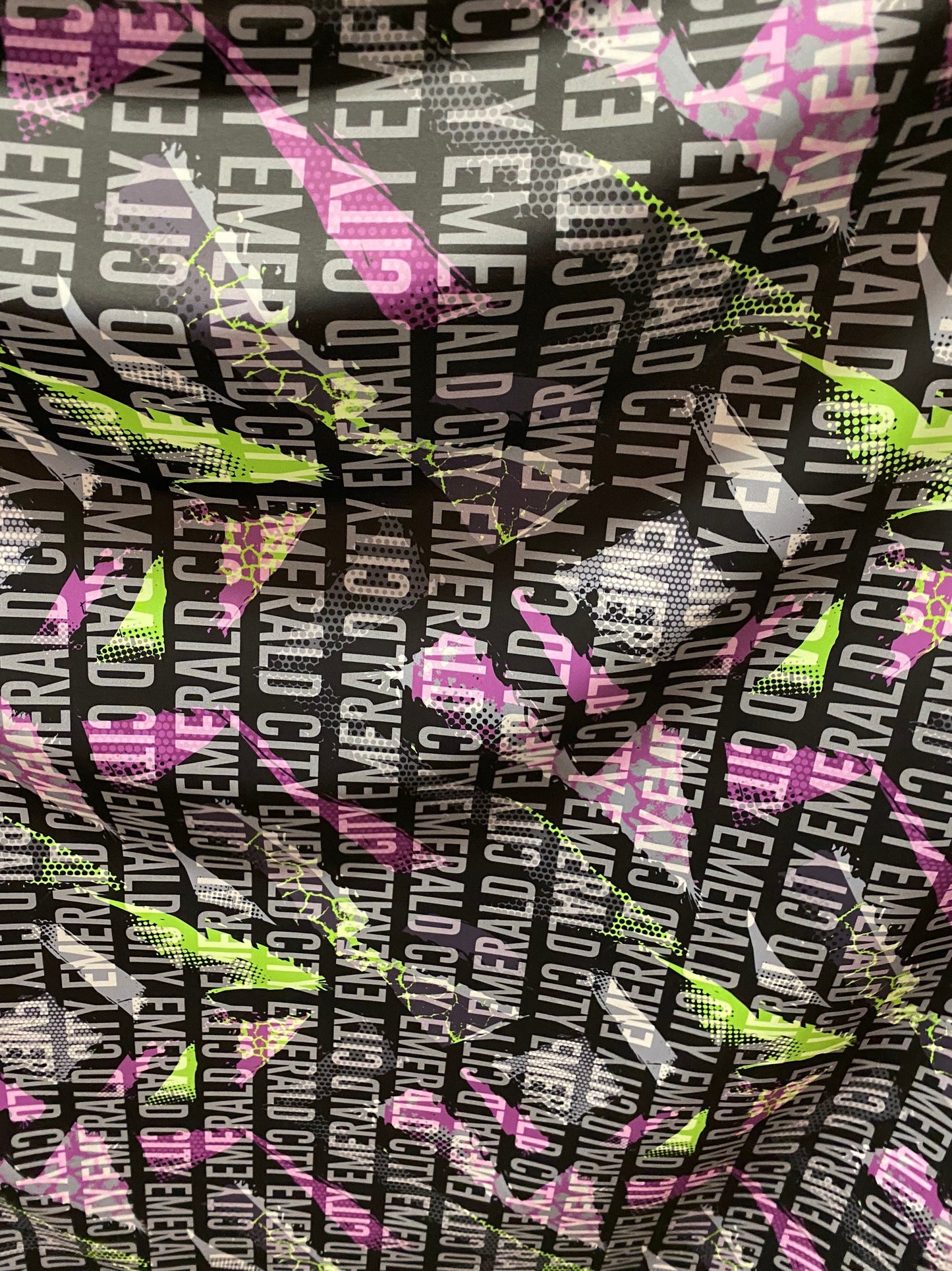 New Emerald city design print on best quality of nylon spandex 4-way stretch 58/60” Sold by the YD. Ships Worldwide from Los Angeles cali
