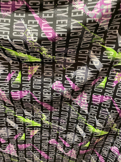 New Emerald city design print on best quality of nylon spandex 4-way stretch 58/60” Sold by the YD. Ships Worldwide from Los Angeles cali
