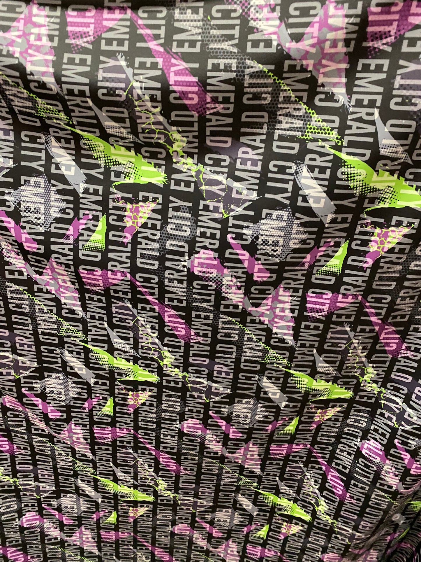 New Emerald city design print on best quality of nylon spandex 4-way stretch 58/60” Sold by the YD. Ships Worldwide from Los Angeles cali