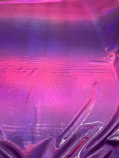 Ombre lacer foggy foil metallic nylon spandex 4way stretch 58/60” Sold by the YD. Ships worldwide from Los Angeles.