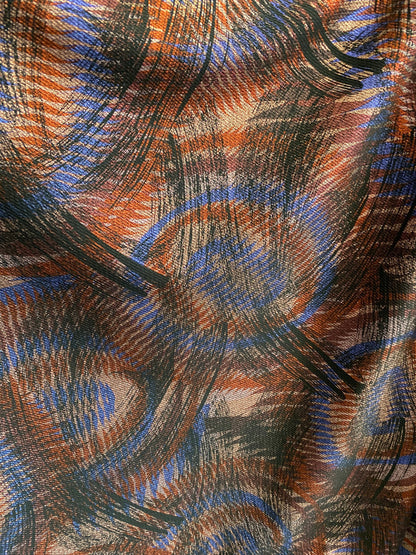 New abstract design print on poly spandex 2-way stretch medium weight 58/60” Sold by the YD. Ships Worldwide from Los Angeles California USA