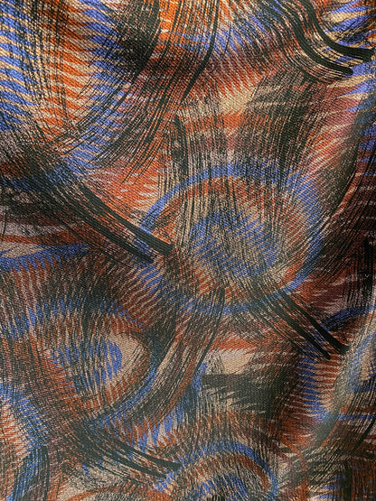 New abstract design print on poly spandex 2-way stretch medium weight 58/60” Sold by the YD. Ships Worldwide from Los Angeles California USA