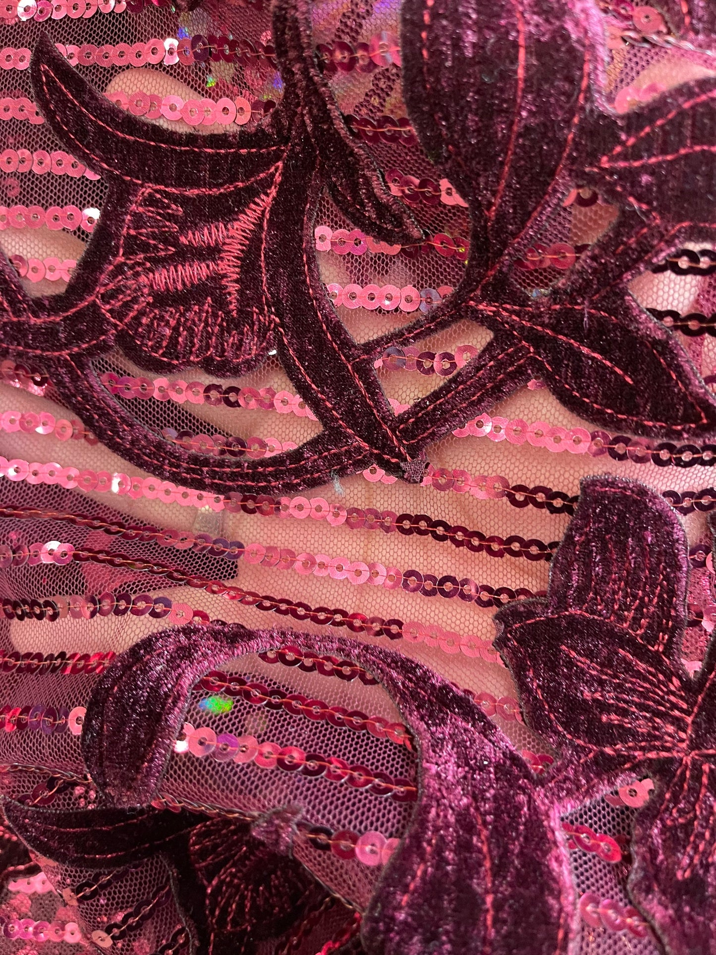 New Isabella flower design embroidered on stretch mesh 2-way stretch 55/57” Sold by the YD. Ships Worldwide from Los Angeles California USA.