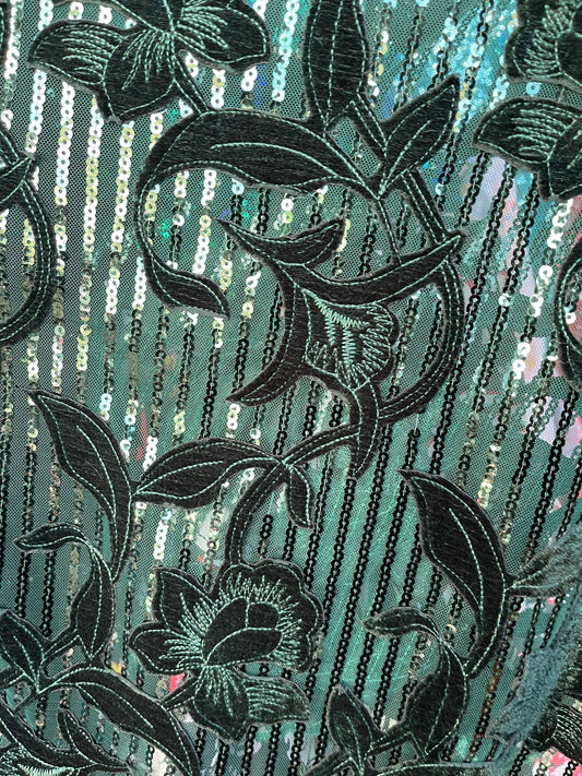 New Isabella flower design embroidered on stretch mesh 2-way stretch 55/57” Sold by the YD. Ships Worldwide from Los Angeles California USA.