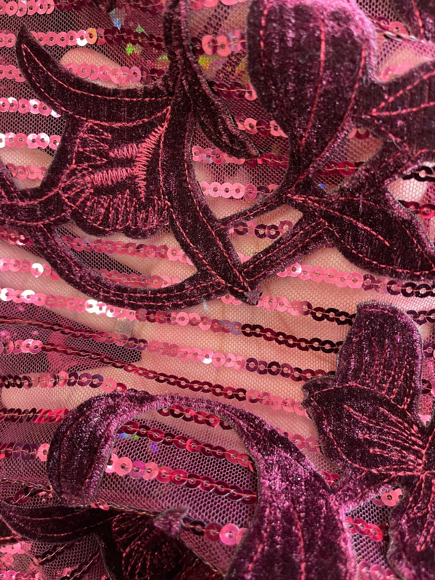 New Isabella flower design embroidered on stretch mesh 2-way stretch 55/57” Sold by the YD. Ships Worldwide from Los Angeles California USA.