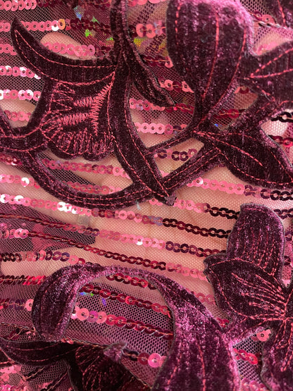 New Isabella flower design embroidered on stretch mesh 2-way stretch 55/57” Sold by the YD. Ships Worldwide from Los Angeles California USA.