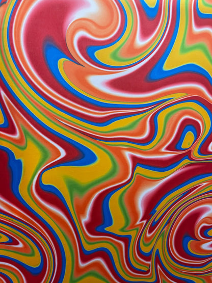 New abstract lava design multicolor print on best quality of nylon spandex 4-way stretch 58/60” Sold by the YD. Ships Worldwide from L.A CA