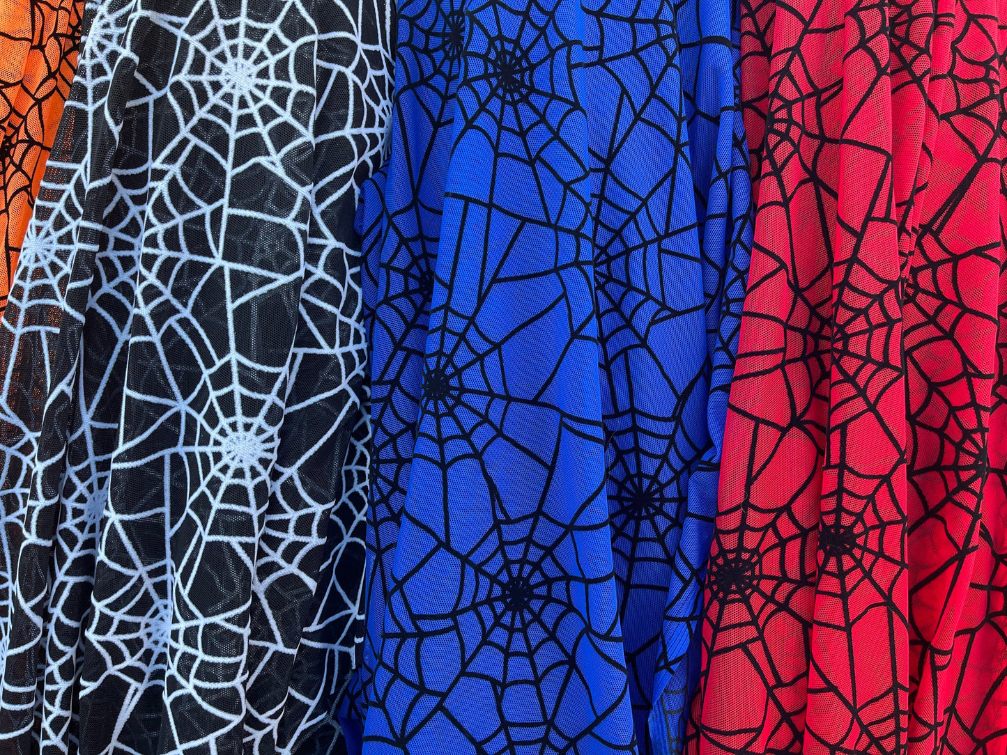 New Spider-Man design multicolors print on power mesh with flocking great quality of  nylon mesh 4-way stretch 58/60” Sold by the YD.