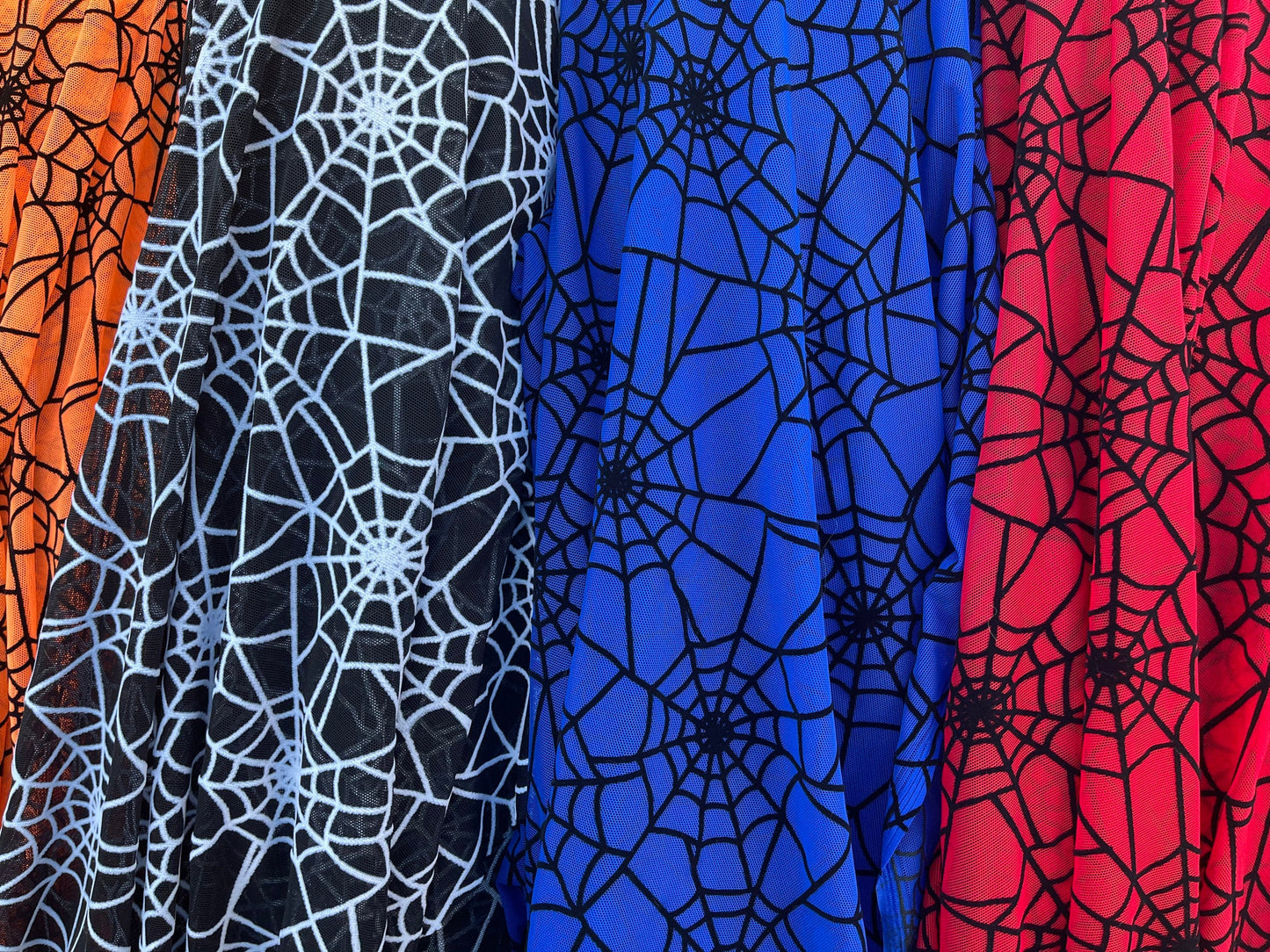 New Spider-Man design multicolors print on power mesh with flocking great quality of  nylon mesh 4-way stretch 58/60” Sold by the YD.