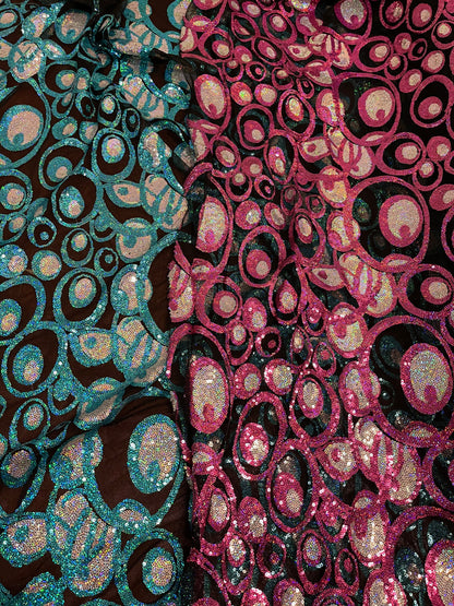New peacock design hologram sequins embroidered on stretch mesh 2-way stretch 58/60” Sold by the YD. Ships Worldwide from Los Angeles CA USA
