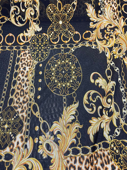 New Brand designer Black/Gold stretch mesh 4-way 58/60” Sold by the YD. Ships Worldwide from Los Angeles California USA