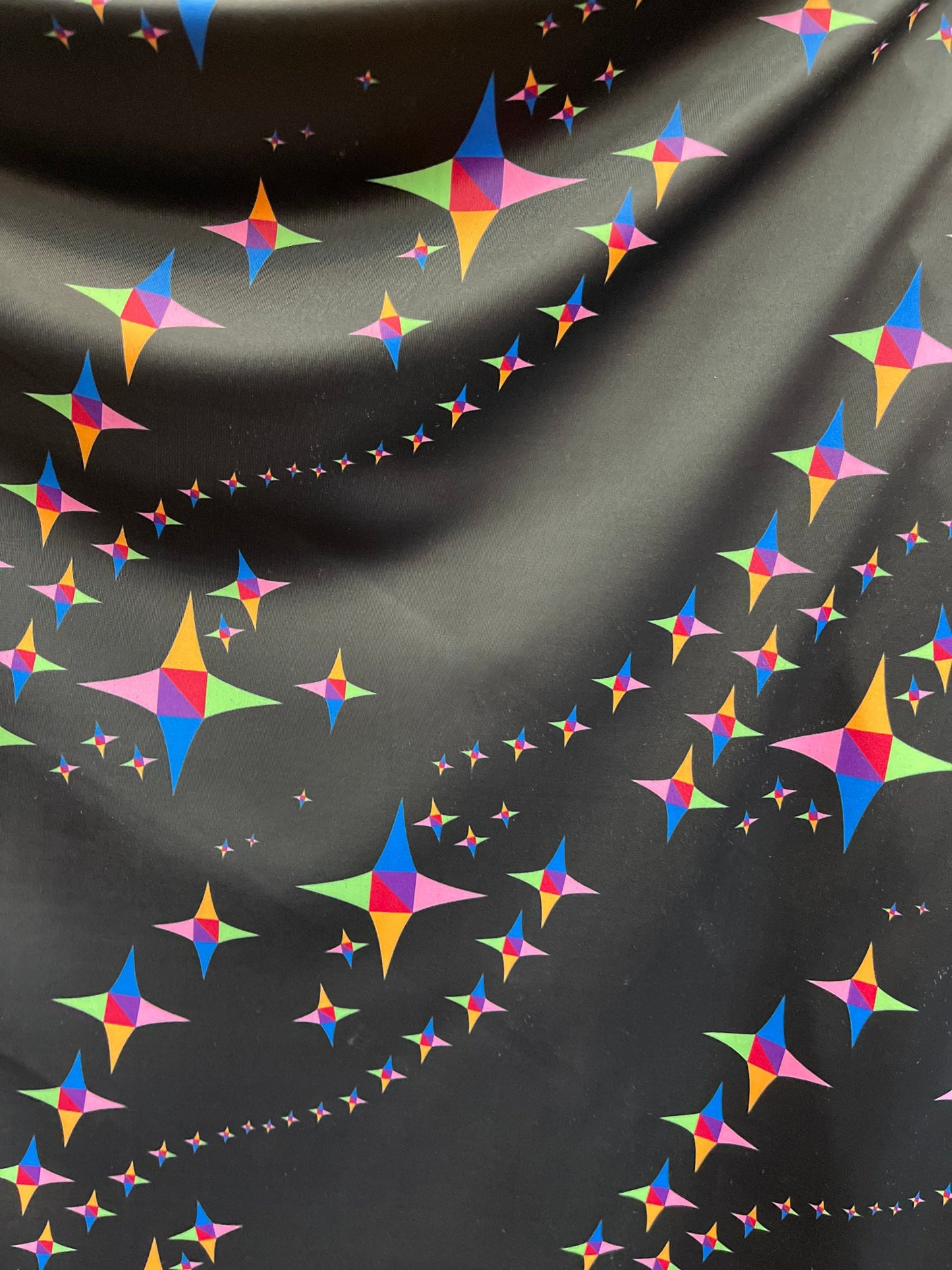Stars design print on best quality of nylon spandex 4-way stretch 58/60” Sold by the YD. Ships Worldwide from Los Angeles California USA.