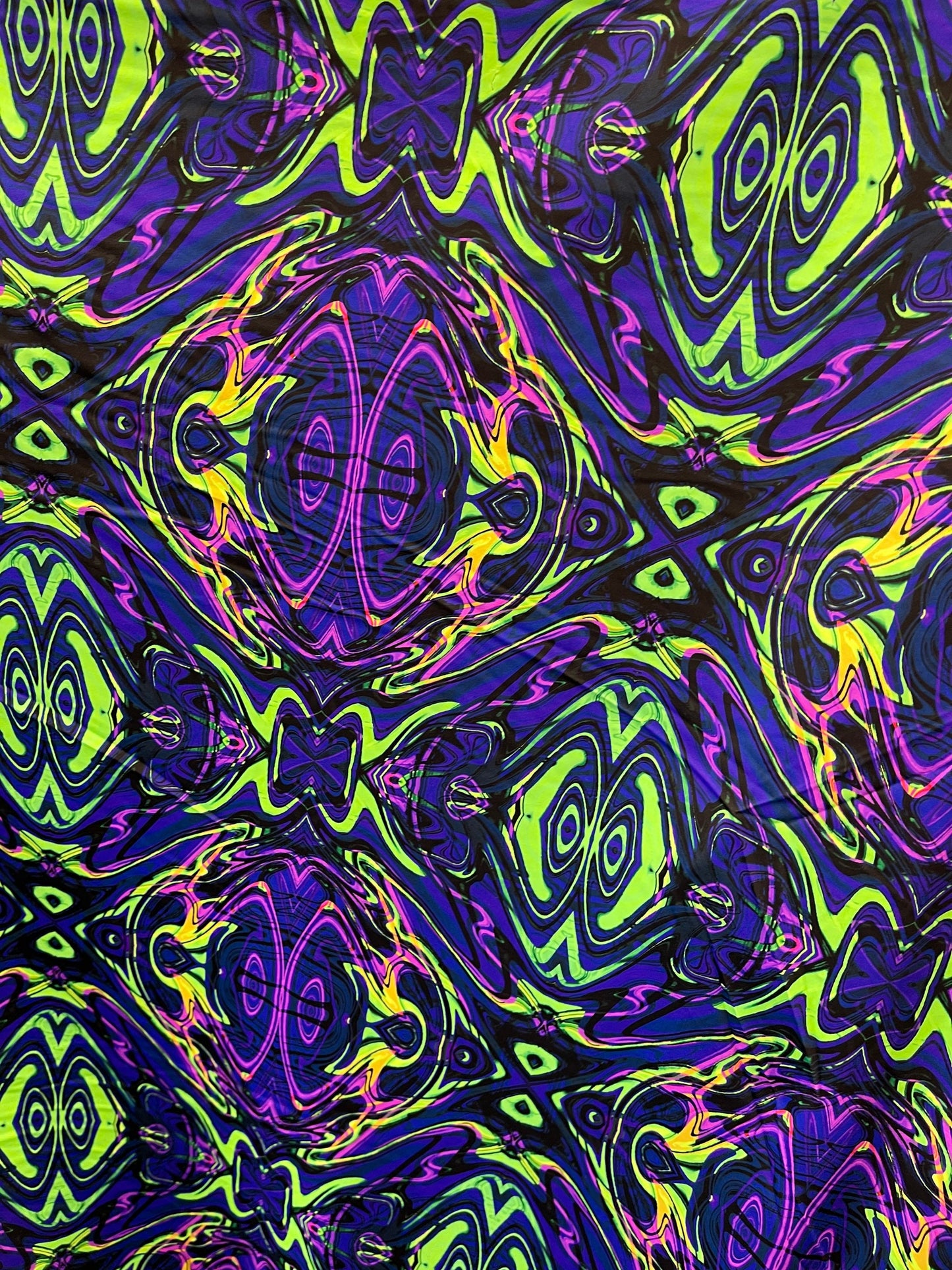 New abstract design purple/green print on best quality of nylon spandex 4-way stretch 58/60” Sold by the YD. Ships Worldwide from L.A