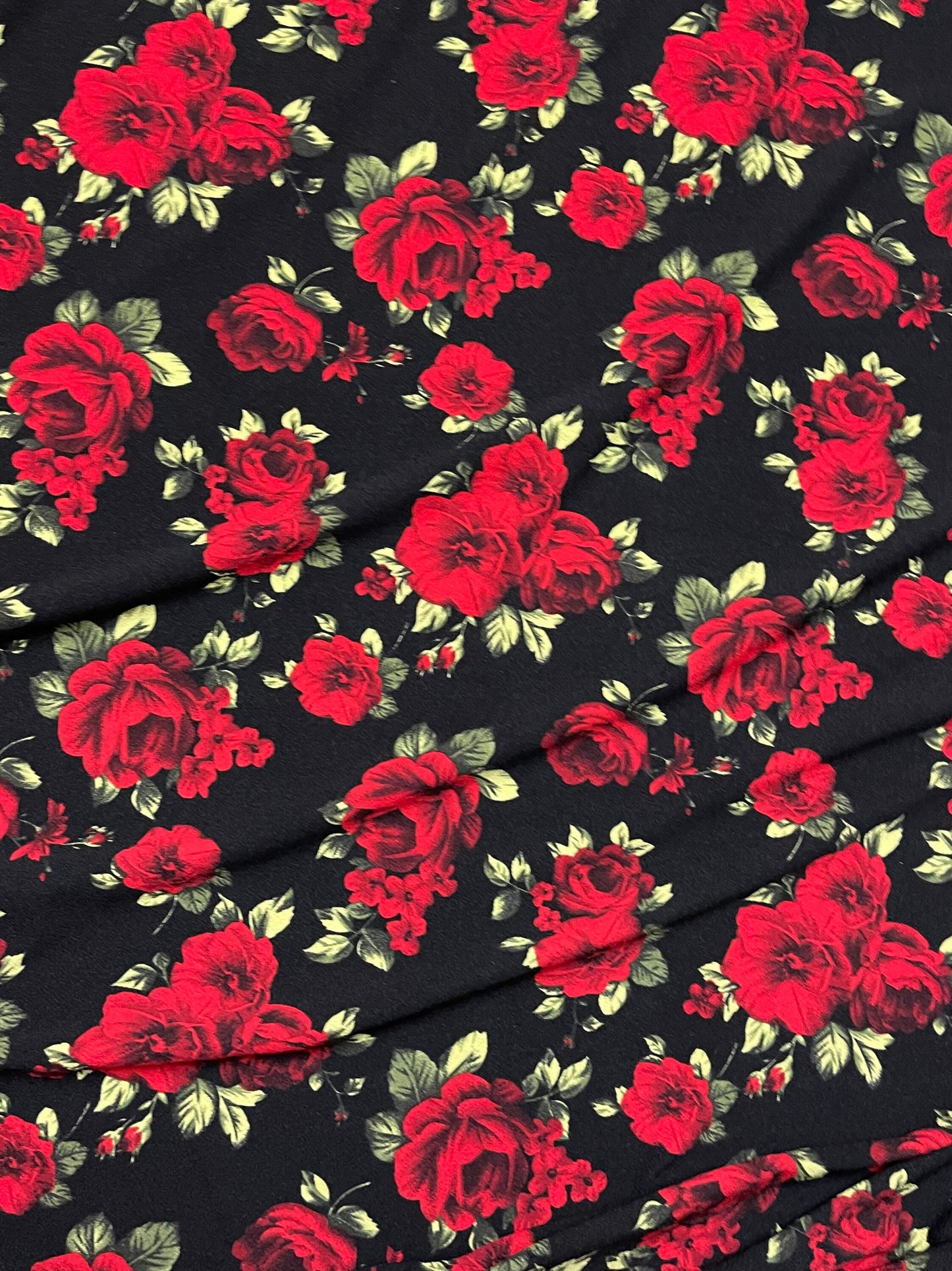 New Roses design print on poly spandex 4-way stretch 58/60” Sold by the YD. Ships worldwide from Los Angeles California USA.