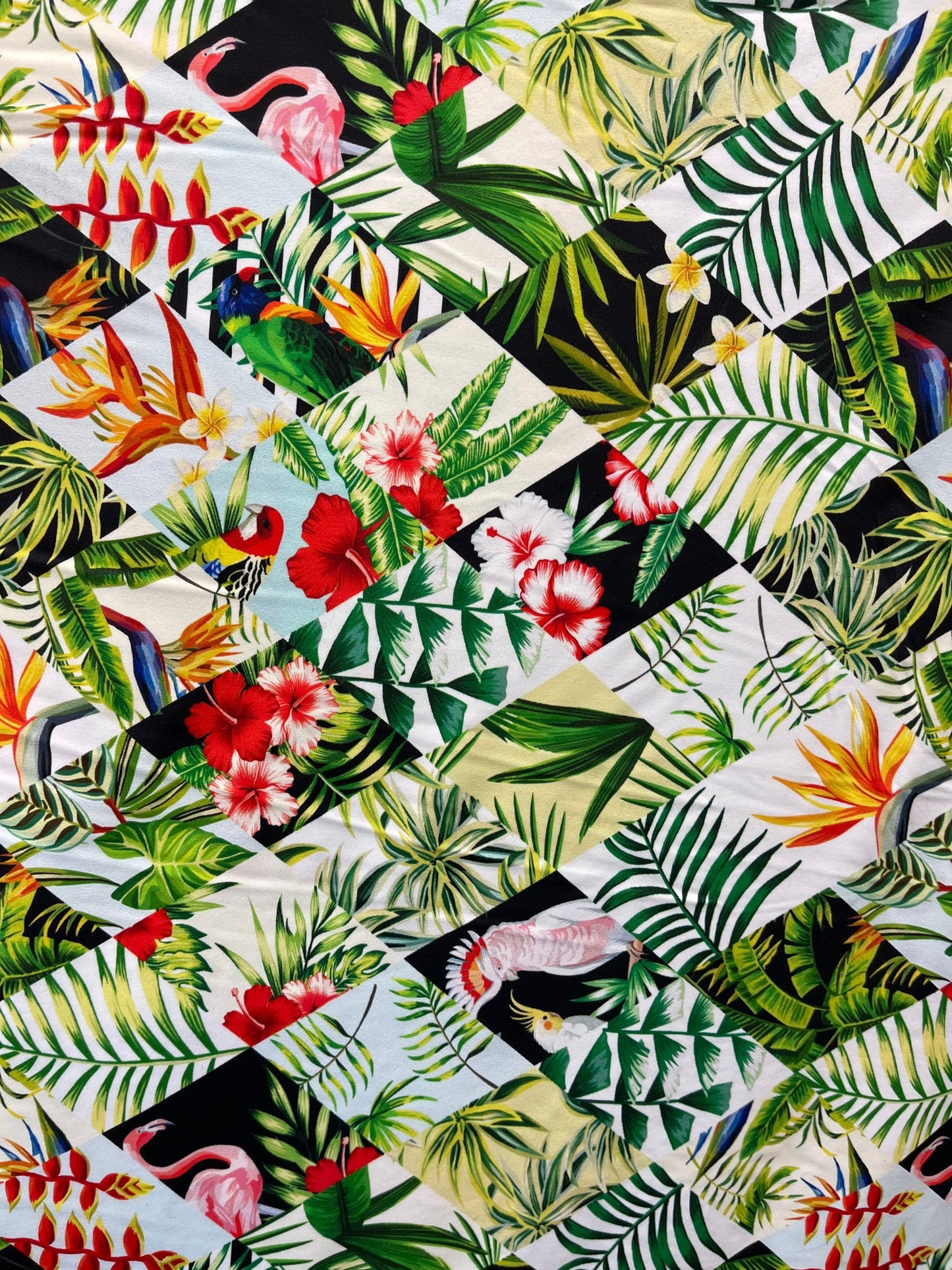 Tropical leaf design print on best quality of nylon spandex 4-way stretch 58/60” Sold by the YD. Ships Worldwide from Los Angeles California