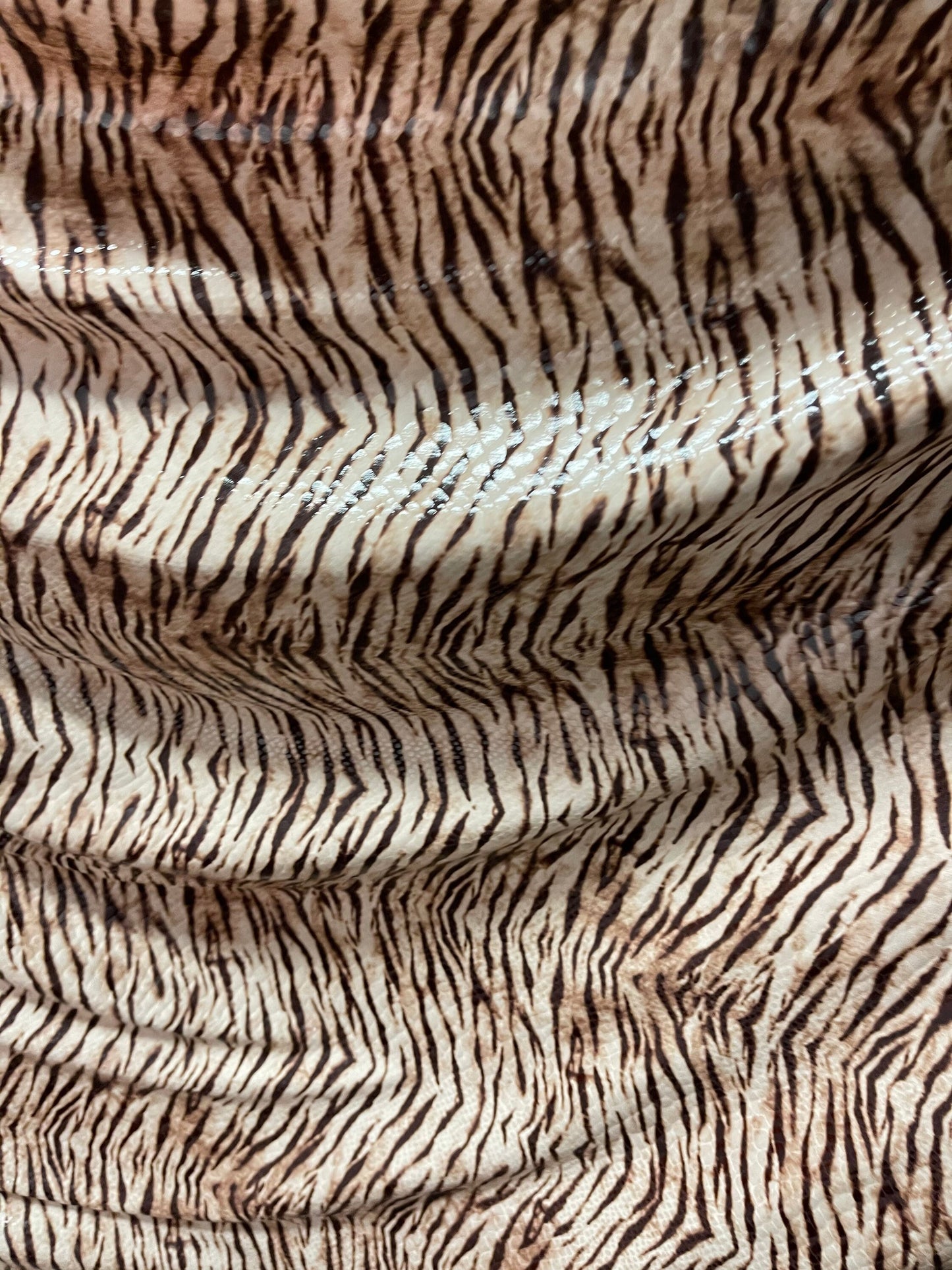 New Exotic Tiger design print on poly spandex 2-way stretch with clear foil 58/60” Sold by the YD. Ships Worldwide from Los Angeles CA