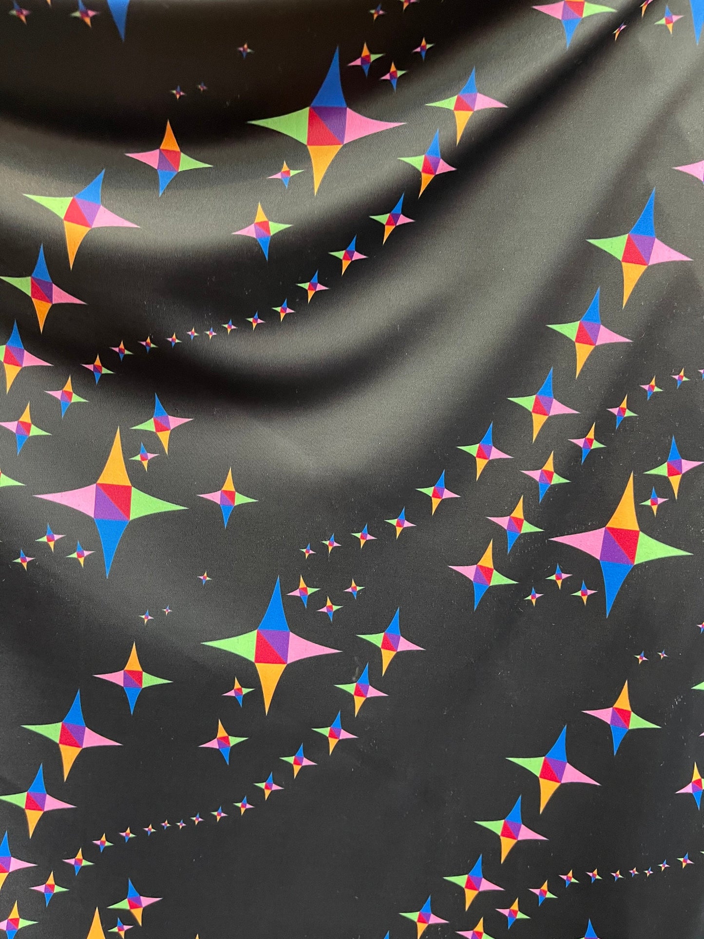Stars design print on best quality of nylon spandex 4-way stretch 58/60” Sold by the YD. Ships Worldwide from Los Angeles California USA.