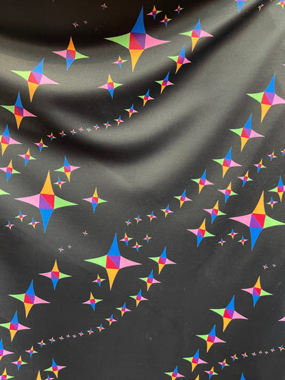 Stars design print on best quality of nylon spandex 4-way stretch 58/60” Sold by the YD. Ships Worldwide from Los Angeles California USA.