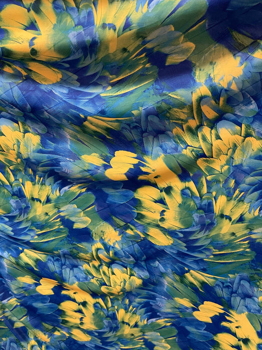 Exotic feathers design blue/green print on best quality of nylon spandex 4-way stretch 58/60” Sold by the YD. Ships Worldwide