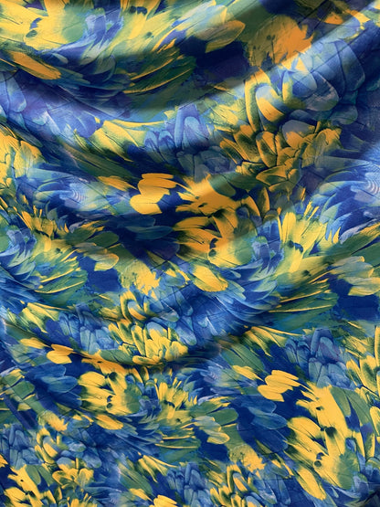 Exotic feathers design blue/green print on best quality of nylon spandex 4-way stretch 58/60” Sold by the YD. Ships Worldwide