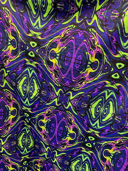 New abstract design purple/green print on best quality of nylon spandex 4-way stretch 58/60” Sold by the YD. Ships Worldwide from L.A