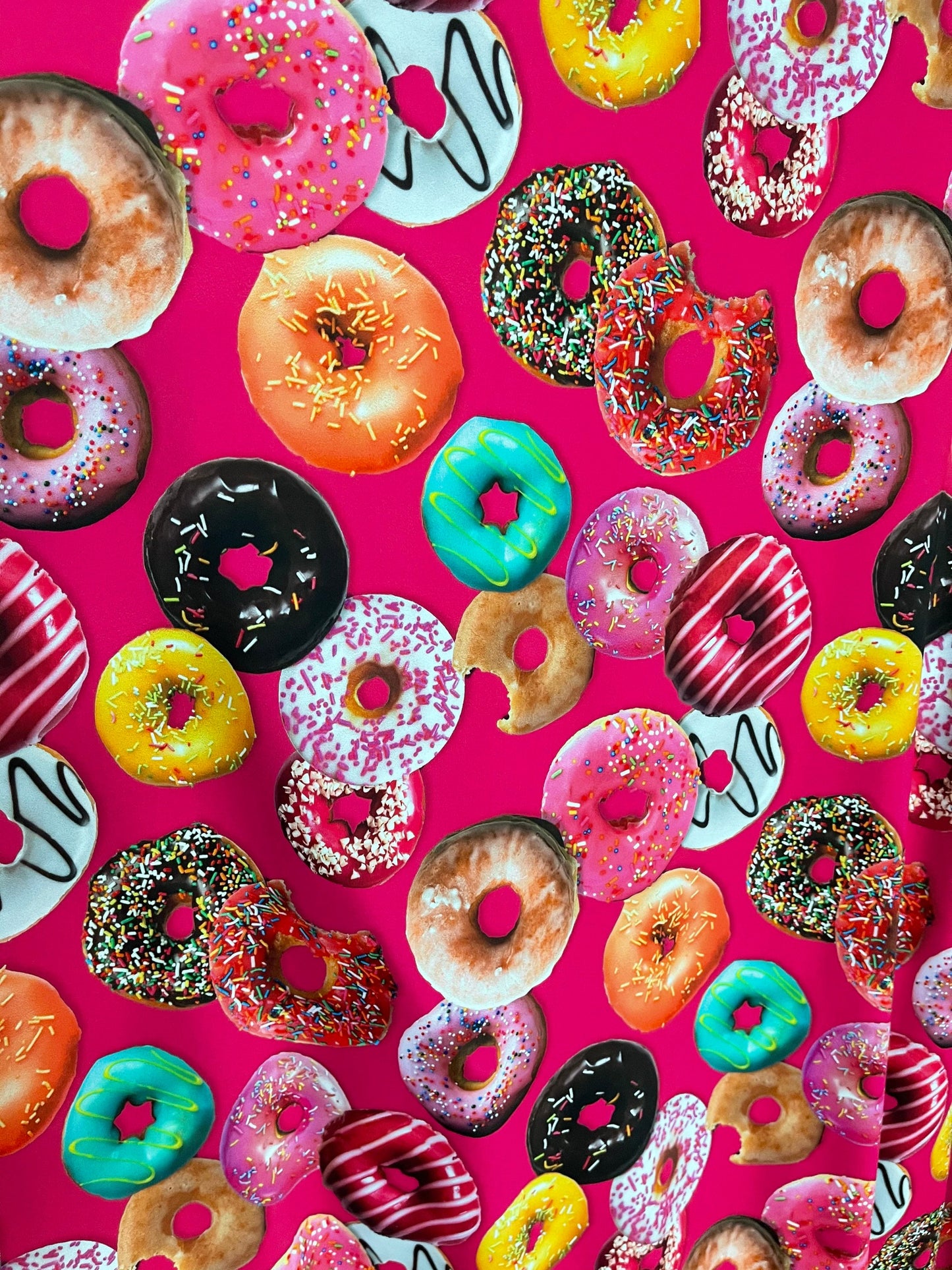 Delicious Donuts design print on best quality of nylon spandex 4-way stretch 58/60” Sold by the YD. Ships Worldwide from Los Angeles cali