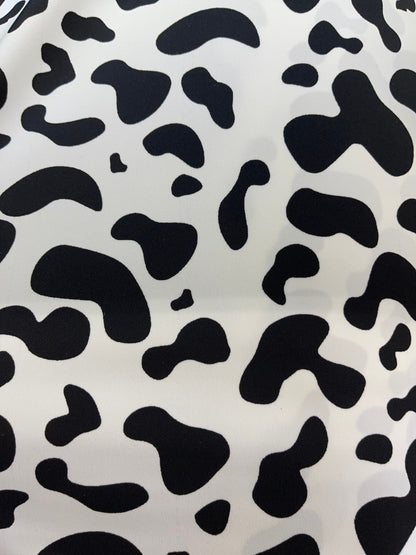 New Exotic cow design White/black print on best quality of nylon spandex 4-way stretch 58/60” Sold by the YD. Ships Worldwide from Los Angel