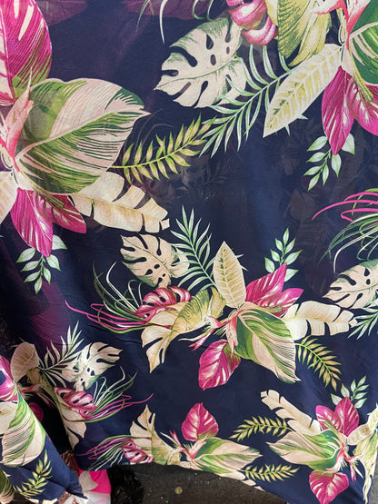 Hawaiian design print on power mesh 4-way stretch 58/60” Sold by the YD. Ships Worldwide from Los Angeles California USA.