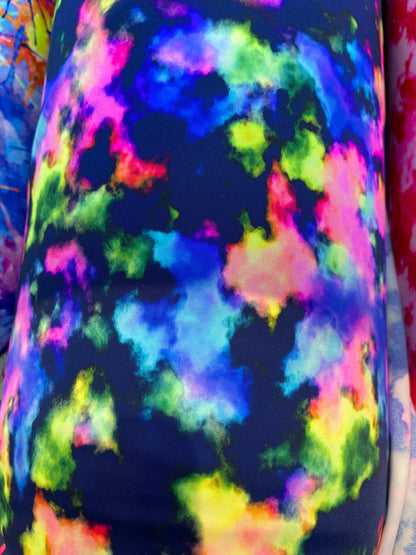 New abstract design tie dye multicolor print on best quality of nylon spandex 4-way stretch 58/60” Sold by the YD. Ships Worldwide from L.A