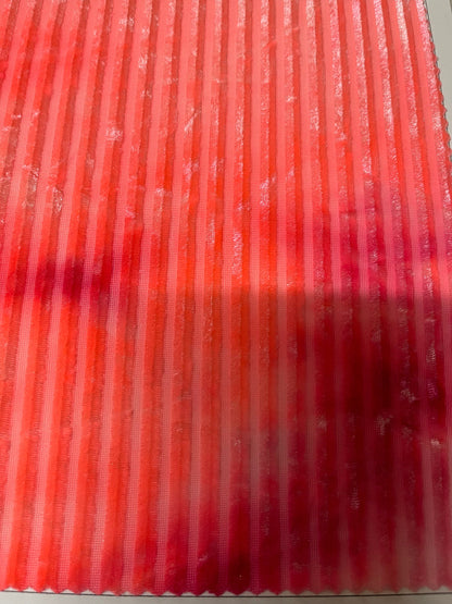 New Stripes burnout velvet tie dye hot pink  4-way stretch 58/60” Sold by the YD. Ships Worldwide from Los Angeles California USA.