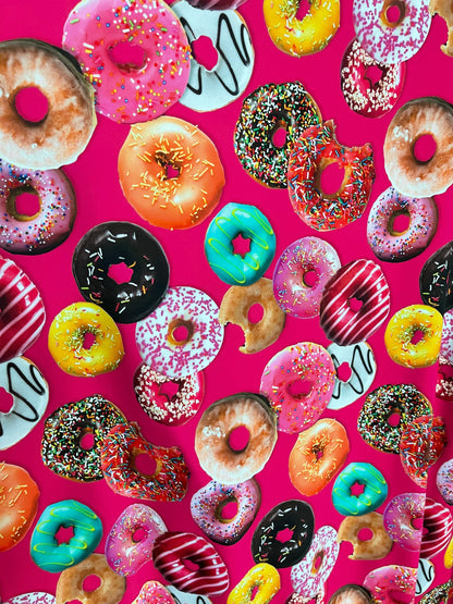 Delicious Donuts design print on best quality of nylon spandex 4-way stretch 58/60” Sold by the YD. Ships Worldwide from Los Angeles cali