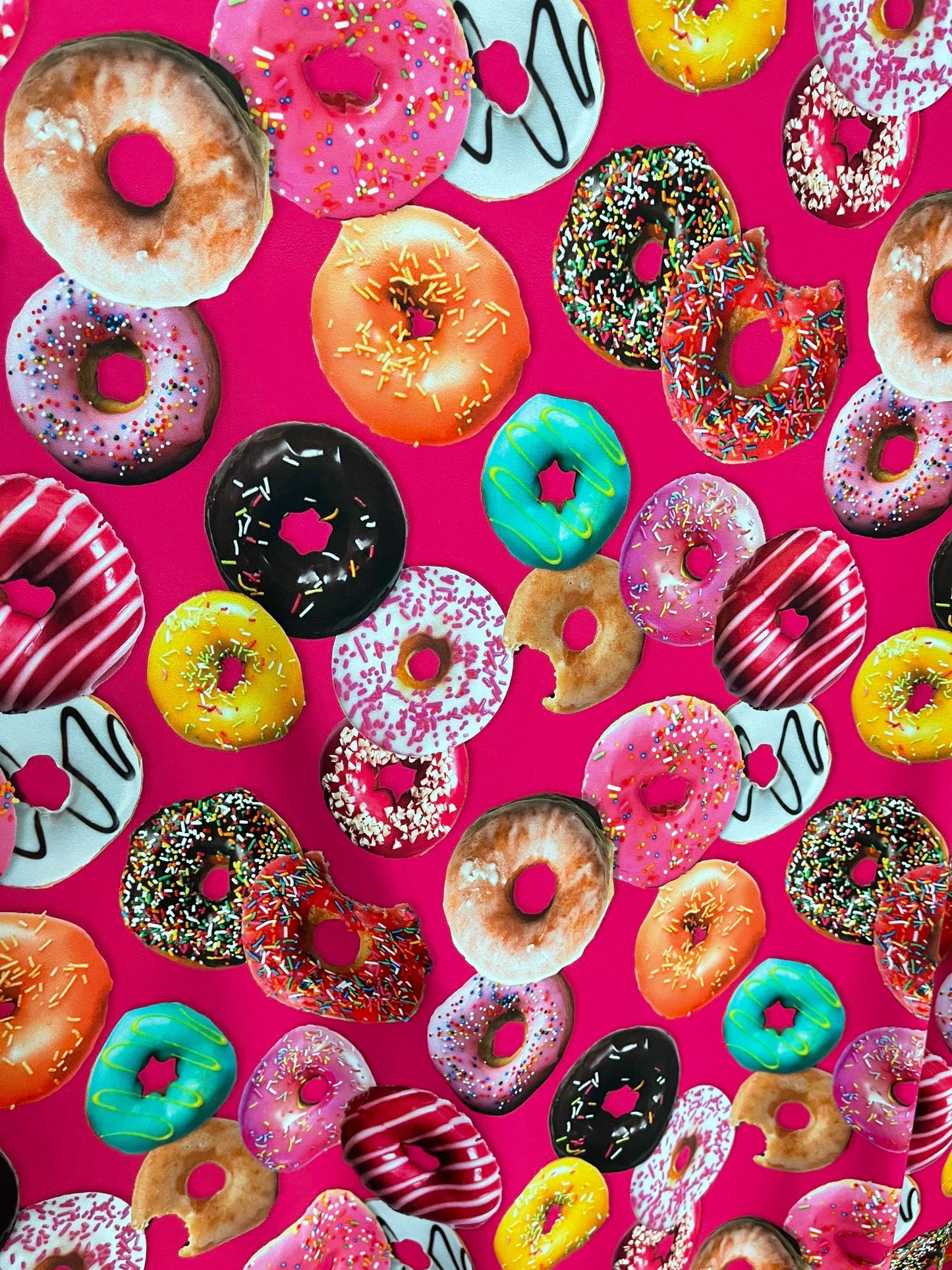 Delicious Donuts design print on best quality of nylon spandex 4-way stretch 58/60” Sold by the YD. Ships Worldwide from Los Angeles cali