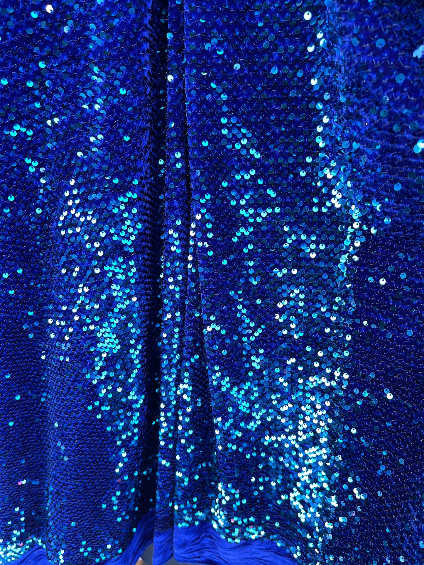 Luxury Dangling sequins embroidered on stretch velvet 2-way stretch vertically 58/60” Sold by the YD. Ships Worldwide from Los Angeles cali