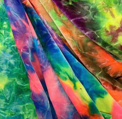 Green Magenta purple Tie Dye Luxury stretch velvet 4-way stretch 58/60” Sold by the YD. Ships Worldwide from Los Angeles California USA.