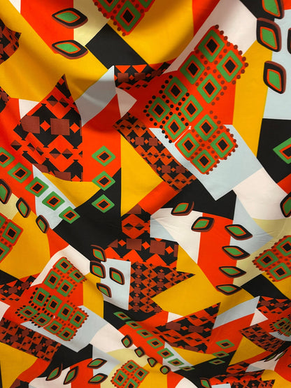 Geometric abstract design print on spandex poly techno 2-way stretch 58/60” Sold by the YD. Ships Worldwide from Los Angeles California USA.