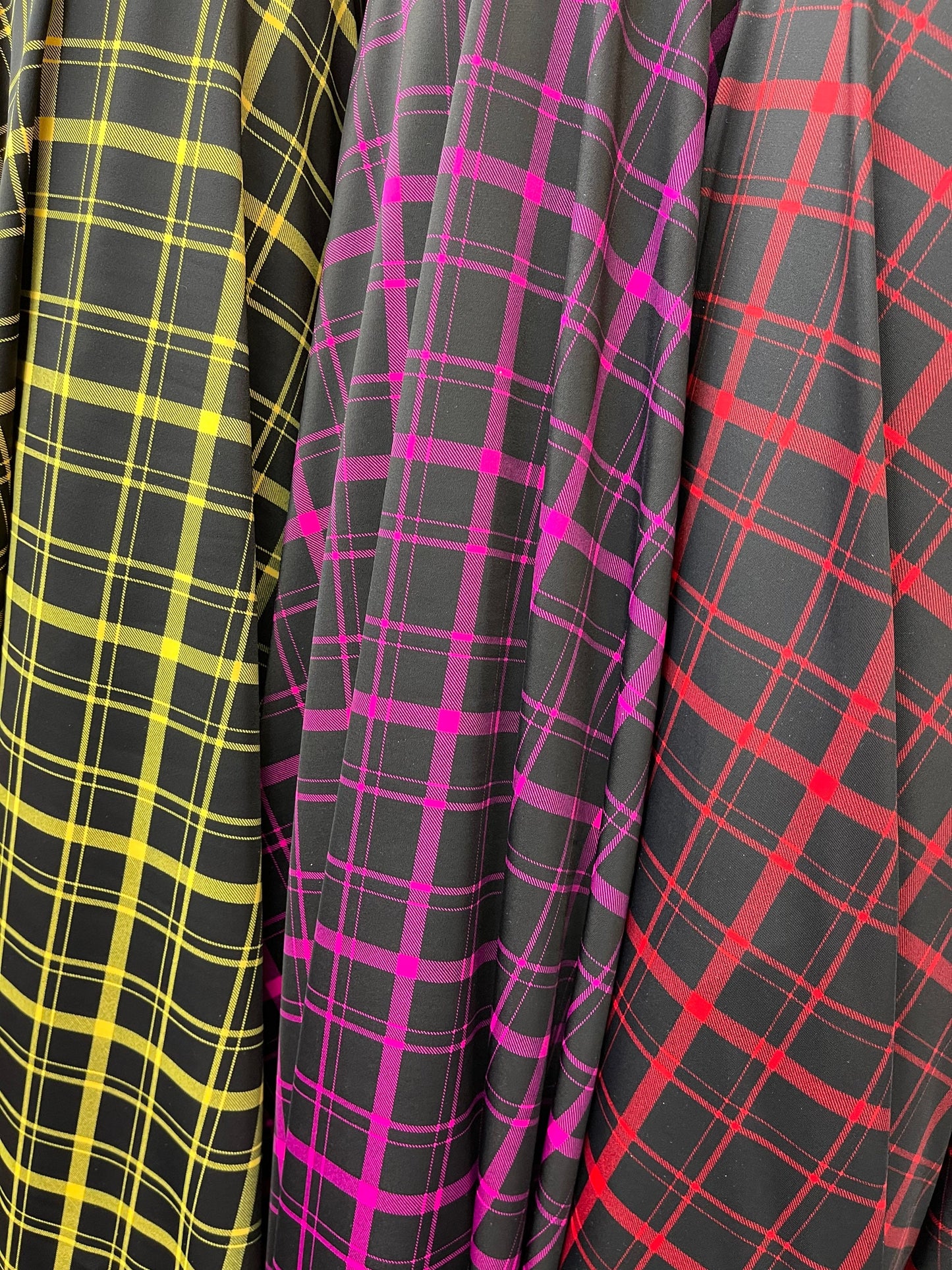 New plaid design print on best quality of nylon spandex 4-way stretch 58/60” Sold by the YD. Ships Worldwide from Los Angeles California USA