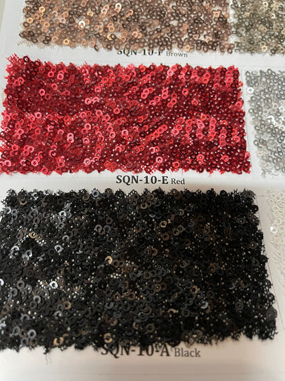New cosmic mini over lapping dull sequins embroidered on stretch mesh 2-way stretch 54/55” Sold by the YD. Ships Worldwide from Los Angeles