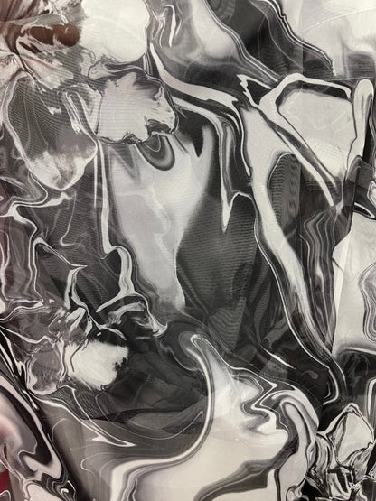 New Modern abstract lava design Black/White print on best quality of power mesh spandex 4-way stretch 58/60” Sold by the YD. Ships Worldwide