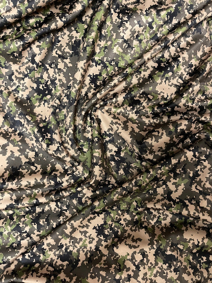 Digital camouflage design print on great quality of nylon spandex 4-way stretch 58/60” Sold by the YD. Ships Worldwide from Los Angeles CA