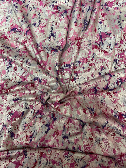 Camouflage design with foil splatter spandex 4-way stretch 58/60” Sold by the YD. Ships Worldwide from Los Angeles California USA.