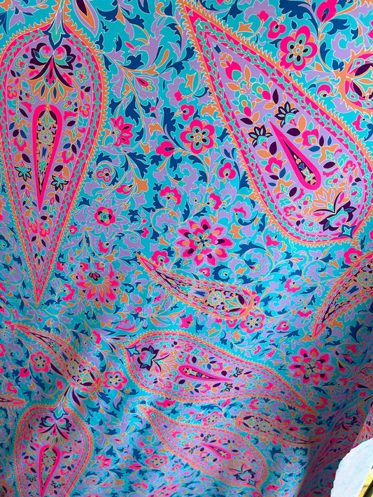 Paisley design Multicolor print on great quality of nylon spandex 4-way stretch 58/60” Sold by the YD. Ships Worldwide from Los Angeles CA