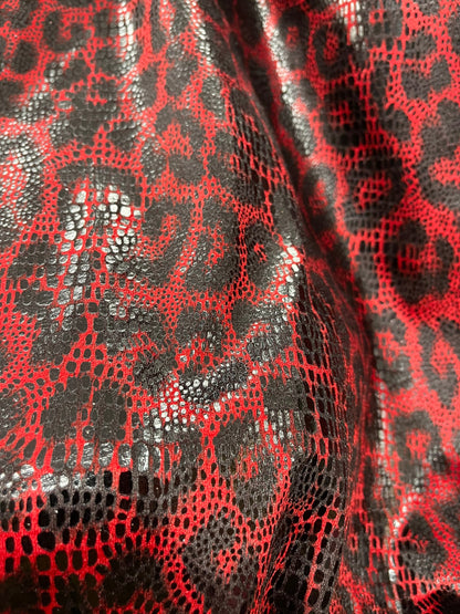 Exotic Leopard design print On Interlock with foil non stretch 58/60” Sold by the YD. Ships Worldwide from Los Angeles California USA