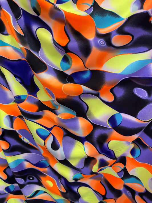 Camouflage abstract design multicolor print on best quality of nylon spandex 4-way stretch 58/60” Sold by the YD. Ships Worldwide from L.A