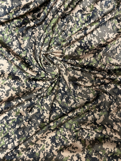 Digital camouflage design print on great quality of nylon spandex 4-way stretch 58/60” Sold by the YD. Ships Worldwide from Los Angeles CA