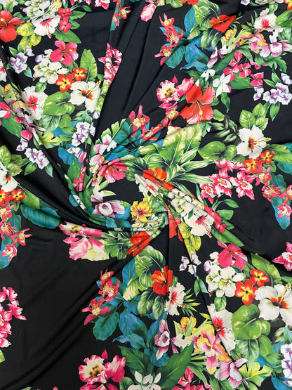 New floral design print on great quality of nylon spandex 4-way stretch 58/60” Sold by the YD. Ships Worldwide from Los Angeles California